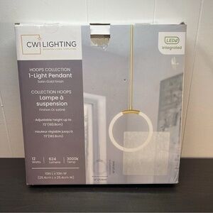 CWI Lighting Hoops Collection 1 - Light Pendant - Satin Gold Finish